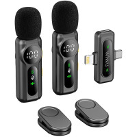 Петличний бездротовий мікрофон WIWU WM007 Dual-mic (Lightning/Type-C) - Black