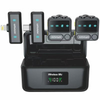 Петличний бездротовий мікрофон Amaya ANC100 dual-mic 2in1 (Lightning/Type-C) Black
