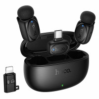 Петличний бездротовий мікрофон Hoco L19 Graceful dual-mic 2in1 (Lightning/Type-C) - Black