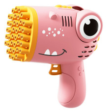 Пистолет для мыльных пузырей Dinosaur Bubble Gun с насадкой на 40 отверстий 50ml Pink