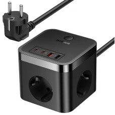 Удлинитель Baseus PowerCombo PD30W+QC3.0 (2USB-A/2C/2Socket) (1.5m) (BPS30) - Cluster Black