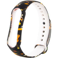 Силіконовий ремінець з малюнком для Xiaomi Mi Band 5 / 6 - Череп в сомбреро / Чорний