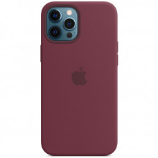 Чохол Silicone case (AAA) full with Magsafe для Apple iPhone 12 Pro / 12 (6.1) - Бордовий / Plum