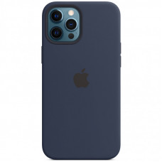 Чехол Silicone case (AAA) full with Magsafe and Animation для Apple iPhone 12 Pro Max (6.7) - Синий / Deep navy