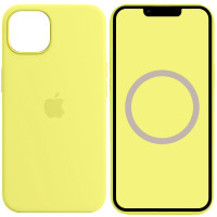 Чехол Silicone case (AAA) full with Magsafe and Animation для Apple iPhone 13 (6.1) - Желтый / Lemon Zest