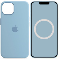 Чехол Silicone case (AAA) full with Magsafe and Animation для Apple iPhone 13 (6.1) - Голубой / Blue Fog