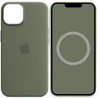 Чехол Silicone case (AAA) full with Magsafe and Animation для Apple iPhone 14 Pro (6.1) - Зеленый / Olive