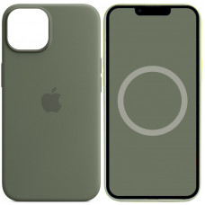 Чохол Silicone case (AAA) full with Magsafe and Animation для Apple iPhone 14 Pro (6.1) - Зелений / Olive