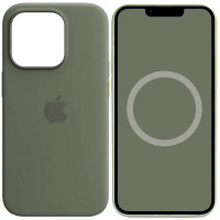 Чехол Silicone case (AAA) full with Magsafe and Animation для Apple iPhone 14 Pro Max (6.7) - Зеленый / Olive