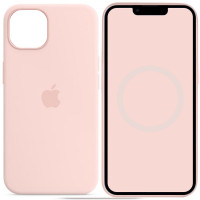 Чехол Silicone case (AAA) full with Magsafe and Animation для Apple iPhone 14 (6.1) - Розовый / Chalk Pink