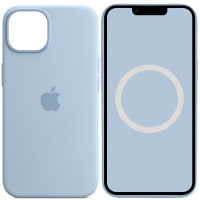 Чехол Silicone case (AAA) full with Magsafe and Animation для Apple iPhone 14 (6.1) - Голубой / Sky