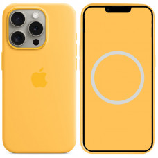 Чохол Silicone case (AAA) full with Magsafe and Animation для Apple iPhone 15 Pro (6.1) - Жовтий / Sunshine