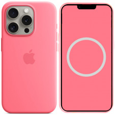 Чохол Silicone case (AAA) full with Magsafe and Animation для Apple iPhone 15 Pro (6.1) - Рожевий / Pink