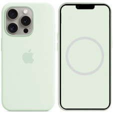 Чохол Silicone case (AAA) full with Magsafe and Animation для Apple iPhone 15 Pro Max (6.7) - М'ятний / Soft Mint