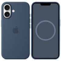 Чехол Silicone case (AAA) full with Magsafe and Animation для Apple iPhone 16 (6.1) - Denim