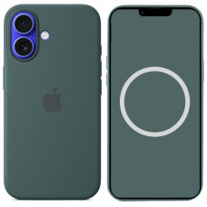 Чохол Silicone case (AAA) full with Magsafe and Animation для Apple iPhone 16 (6.1) - Lake Green