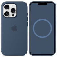 Чехол Silicone case (AAA) full with Magsafe and Animation для Apple iPhone 16 Pro (6.3) - Denim