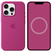 Чехол Silicone case (AAA) full with Magsafe and Animation для Apple iPhone 16 Pro (6.3) - Fuchsia