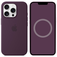 Чехол Silicone case (AAA) full with Magsafe and Animation для Apple iPhone 16 Pro (6.3) - Plum