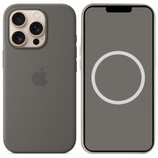 Чохол Silicone case (AAA) full with Magsafe and Animation для Apple iPhone 16 Pro (6.3) - Stone Grey