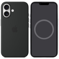 Чехол Silicone case (AAA) full with Magsafe and Animation для Apple iPhone 16 Plus (6.7) - Black