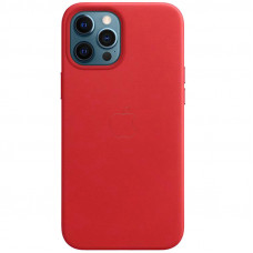 Кожаный чехол Leather Case (AAA) with MagSafe and Animation для Apple iPhone 12 Pro / 12 (6.1) - Red