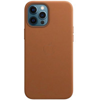 Шкіряний чохол Leather Case (AAA) with MagSafe and Animation для Apple iPhone 12 Pro / 12 (6.1) - Saddle Brown