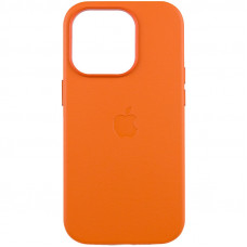 Шкіряний чохол Leather Case (AAA) with MagSafe and Animation для Apple iPhone 14 Pro (6.1) - Orange