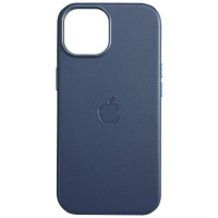 Шкіряний чохол Leather Case (AAA) with MagSafe and Animation для Apple iPhone 15 (6.1) - Blue