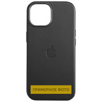 Кожаный чехол Leather Case (AAA) with MagSafe and Animation для Apple iPhone 16 (6.1) - Black