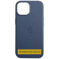 Кожаный чехол Leather Case (AAA) with MagSafe and Animation для Apple iPhone 16 (6.1) - Blue