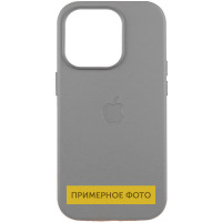 Кожаный чехол Leather Case (AAA) with MagSafe and Animation для Apple iPhone 16 (6.1) - Light Gray