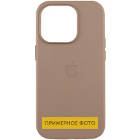 Кожаный чехол Leather Case (AAA) with MagSafe and Animation для Apple iPhone 16 (6.1) - Taupe