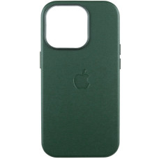 Шкіряний чохол Leather Case (AAA) with MagSafe and Animation для Apple iPhone 16 Pro (6.3) - Green