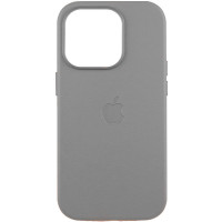 Кожаный чехол Leather Case (AAA) with MagSafe and Animation для Apple iPhone 16 Pro Max (6.9) - Light Gray
