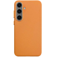 Кожаный чехол Leather Case (AAA) для Samsung Galaxy S25 - Orange