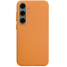 Кожаный чехол Leather Case (AAA) для Samsung Galaxy S25 - Orange
