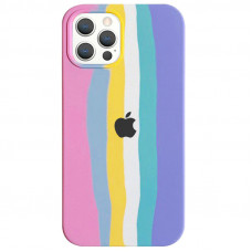 Чехол Silicone case Full Rainbow для Apple iPhone 13 Pro (6.1) - Розовый / Сиреневый