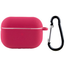 Силиконовый футляр New с карабином для наушников Airpods Pro - Красный / Rose Red