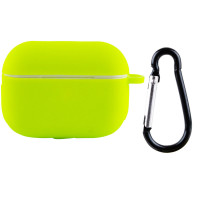 Силіконовий футляр New з карабіном для навушників Airpods Pro - Салатовий / Neon green