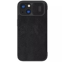 Кожаный чехол-книжка Nillkin Qin Pro Camshield для Apple iPhone 15 (6.1) - Черный