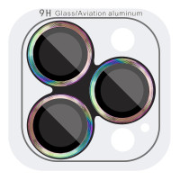 Захисне скло Metal Classic на камеру (у упак.) для Apple iPhone 14 Pro (6.1) / 14 Pro Max (6.7) - Бузковий / Rainbow