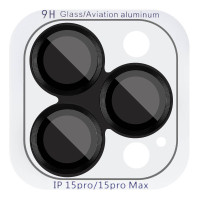 Захисне скло Metal Classic на камеру (у упак.) для Apple iPhone 15 Pro (6.1) / 15 Pro Max (6.7) - Чорний / Midnight