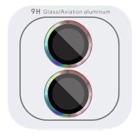 Vetro protettivo Metal Classic per fotocamera (in confezione) per Apple iPhone 16 (6.1) / 16 Plus (6.7) - Lilla / Rainbow