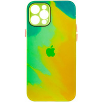 Чохол TPU+Glass Impasto abstract для Apple iPhone 12 Pro (6.1) - Yellow green