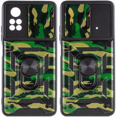 Ударопрочный чехол Camshield Serge Ring Camo для Xiaomi Poco X4 Pro 5G - Зеленый / Army Green