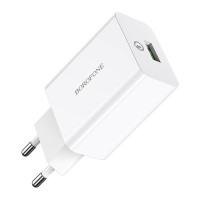 Мережевий зарядний пристрій (зарядка) Borofone BA21A Long journey QC3.0 3A (1USB-A) - Білий