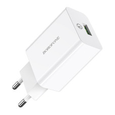 Мережевий зарядний пристрій (зарядка) Borofone BA21A Long journey QC3.0 3A (1USB-A) - Білий