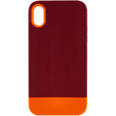 Чехол TPU+PC Bichromatic для Apple iPhone X / XS (5.8) - Brown burgundy / Orange
