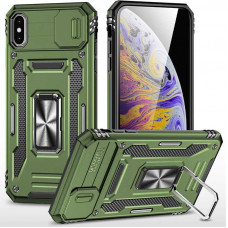 Ударостійкий чохол Camshield Army Ring для Apple iPhone X / XS (5.8) - Оливковий / Army Green